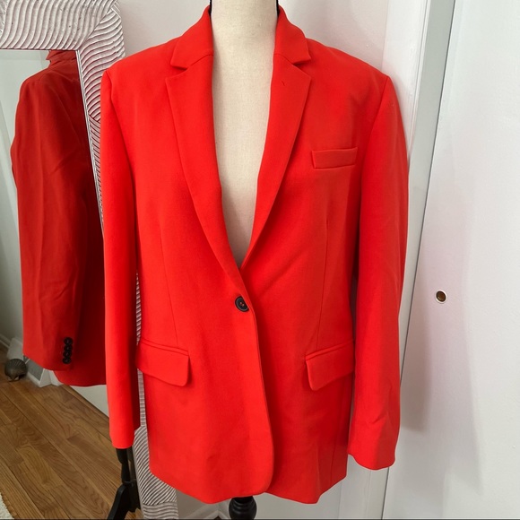 🌅 NWT French Connection Boyfriend Jacket, Adisa Sundae Oversized Blazer Red - Picture 4 of 12